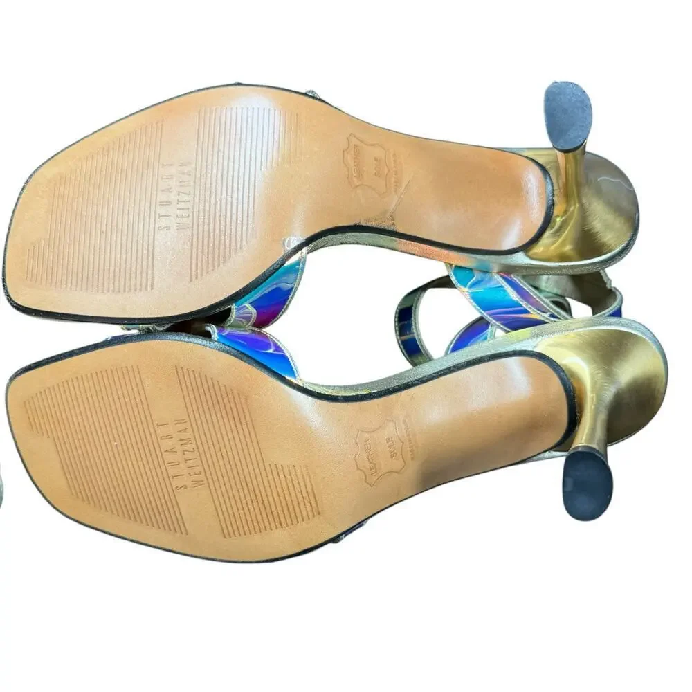 Stuart Weitzman Vintage Monami Mystic Vinyl Iridescent Holographic Heels 7.5
